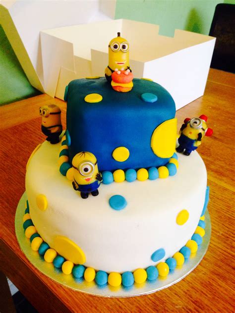 The moment i decided to make a minion cake, i knew i would pick bob. 2 Tier Despicable me minion cake. Sponge is marble with ...