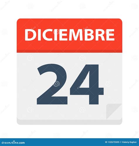 Diciembre 24 Calendar Icon December 24 Vector Illustration Of