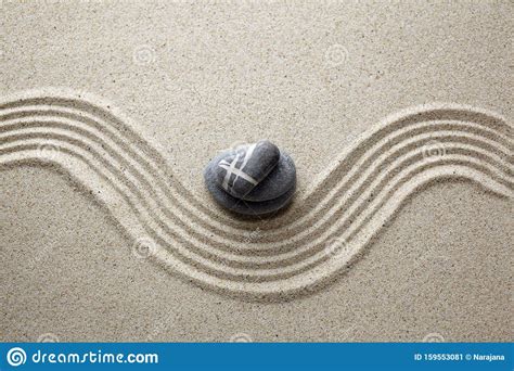 Zen Garden Stone On Sand Top View Stock Image Image Of Rock