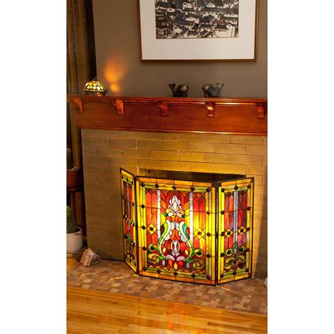 A wide variety of stained glass fireplace screen options are available to you, there are 803 suppliers who sells stained glass fireplace screen on alibaba.com, mainly located in asia. River of Goods Stained Glass Fleur De Lis 3-Panel Decorative Fireplace Screen-8221 - The Home Depot