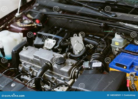 Hood Of The Car Auto Repair Car Parts And Engine Under The Hood
