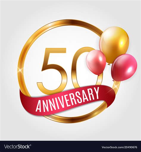 Template Gold Logo 50 Years Anniversary With Vector Image