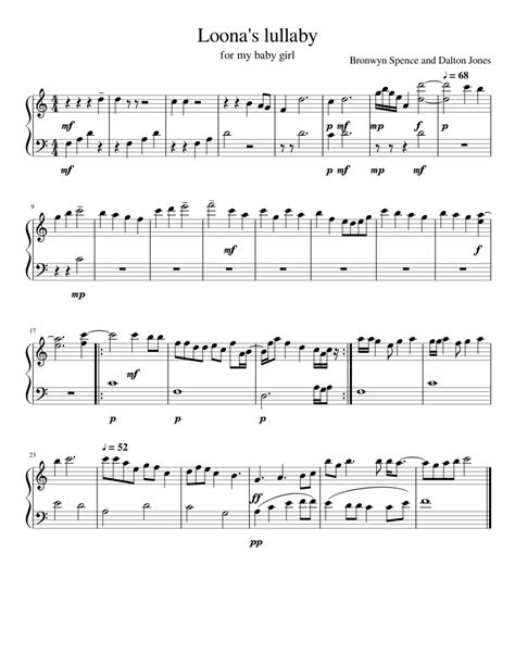 Loonas Lullaby Sheet Music For Piano Solo
