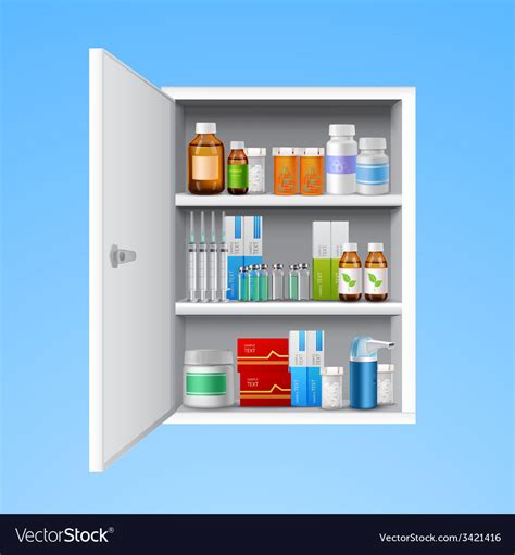 Tips for buying a shaving cabinet online. Medicine cabinet realistic Royalty Free Vector Image