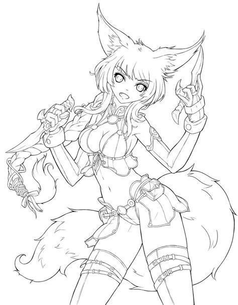 Fox Girl Lineart By Magnaleon Fox Girl Manga Art Art