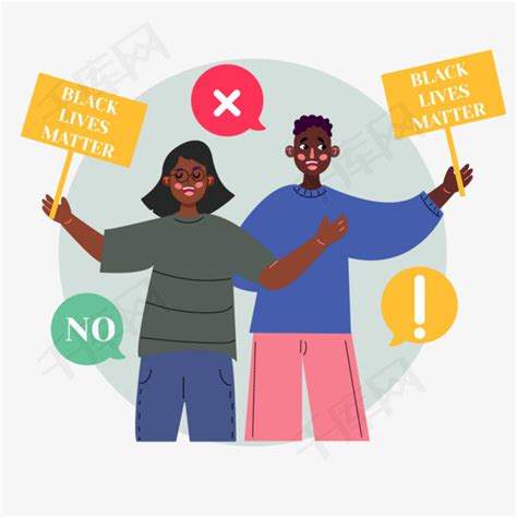 手绘卡通黑人人权运动black Lives Matter插画素材图片免费下载 千库网