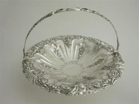 Antique Victorian Sterling Silver Swing Handled Basket 723516