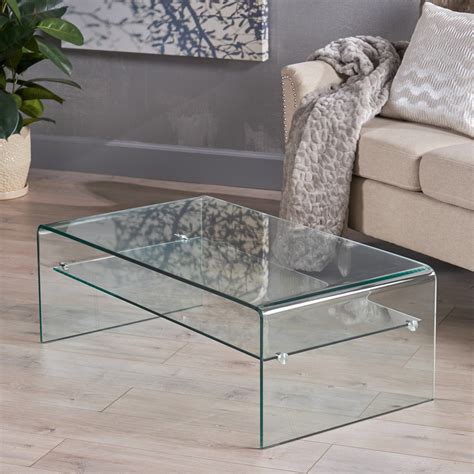 Tempered Glass Coffee Table With Shelf Modern Tempered Glass Coffee