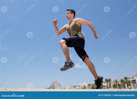Active Man Running Exercise Workout Outside Stock Photo Image Of