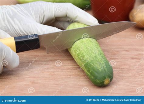 Cutting Cucumber Stock Image Image Of Fresh Closeup 34135723