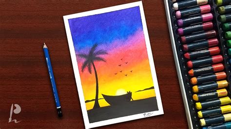 Easy Sunset Oil Pastel Drawing For Beginners Prabudbz Art Youtube