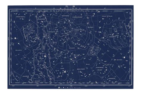Reproduction Celestial Nautical Map On Fine Art Giclee