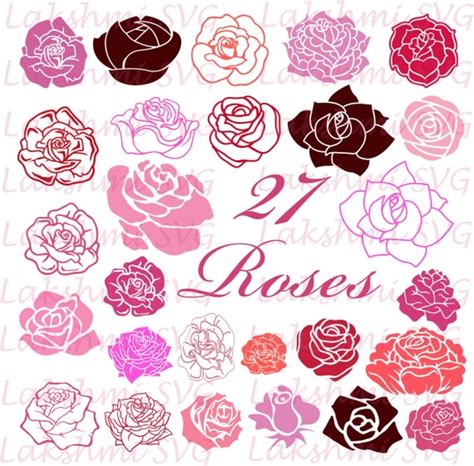 Rose svg roserose clip art vector Flower SVG Bundle Flower