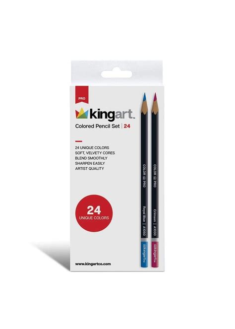 Kingart Pro Soft Core Colored Pencils In Tin 24 Unique Colors Hub Hobby