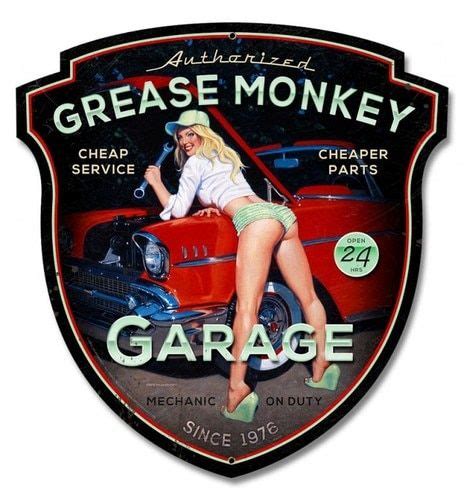 Grease Monkey Xl Pinup Girl Metal Sign 23 X 24 Inches In