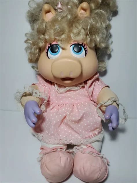 Miss Piggy 1989 Jim Hensons Muppet Babies Huggable Doll Rare Vinyl Face