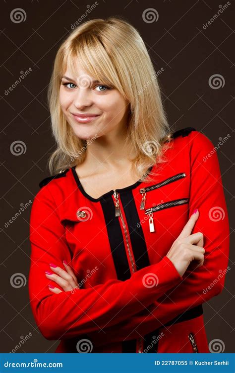 Beautiful Blonde Girl In A Red Dress Stock Image Image Of Dance Color 22787055
