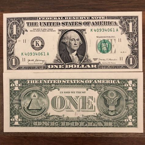Usa 2017 1 One Dollar Paper Bill Collectible Currency Note Etsy