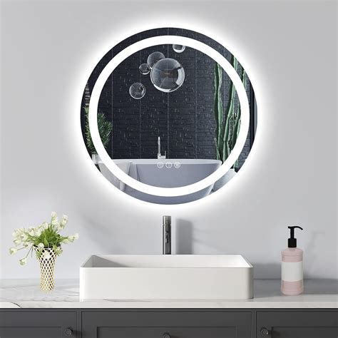 Buy Amorho Led Bathroom Mirror Round 24 Frameless Shatter Proof Vanity Mirror With Double