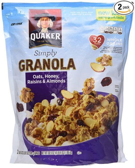 Quaker Natural Granola Oats Honey Raisins And Almonds 215 Pound