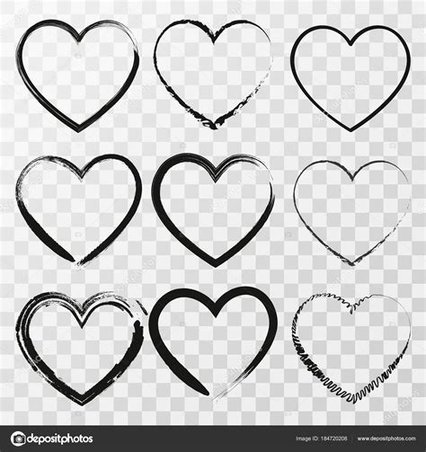 Abstract Outline Heart Vektor Set Of Heart Icons In Black Vector Illustration Outline Heart