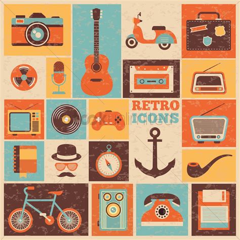Retro Icons Vector At Collection Of Retro Icons
