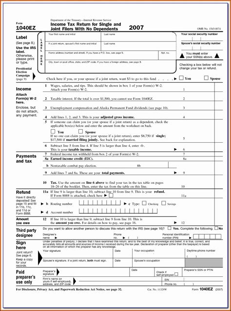 Printable Income Tax Forms
