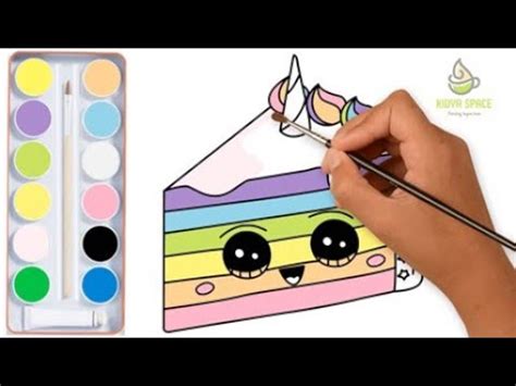 How to draw a unicorn slice of cake. How to Draw Cute Unicorn Rainbow Cake - YouTube