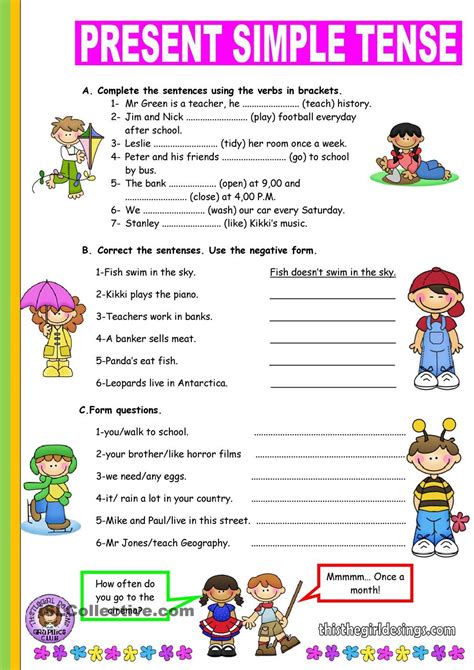 Present Simple Simple Present Tense Worksheets English Grammar