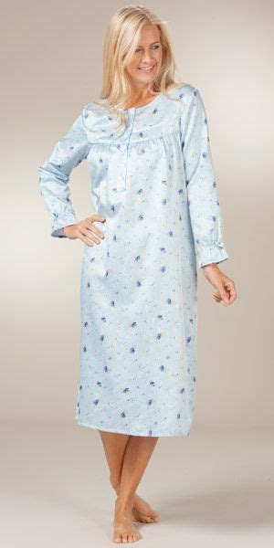 Brushed Flannel Back Satin Nightgowns Long Gown By Kayanna In Breezy Blue Eileen West Satin