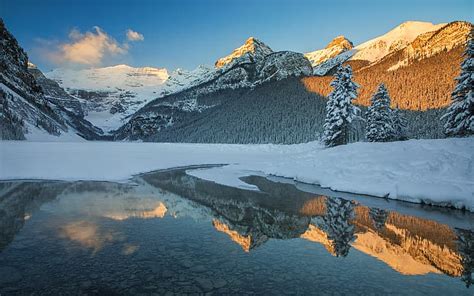 Hd Wallpaper Winter Forest Snow Mountains Lake Reflection Ate