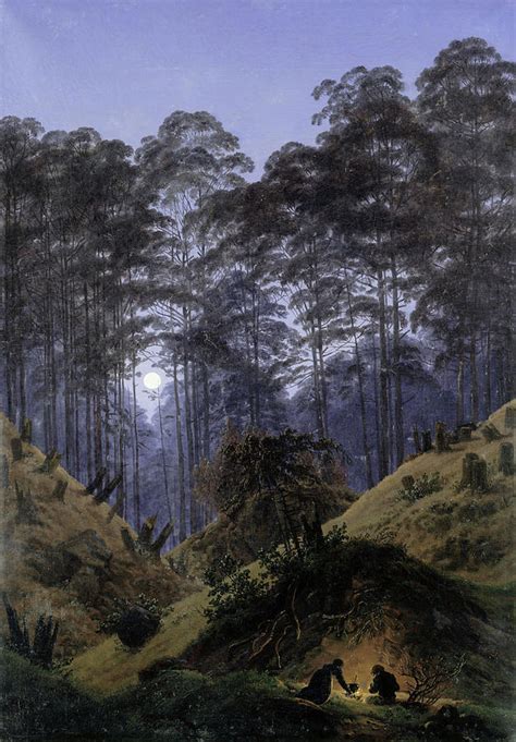 Inside The Forest In The Moonlight Painting By Caspar David Friedrich