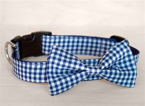 Navy Gingham Bow Tie Dog Collar Par Theroverboutique Sur Etsy 4000