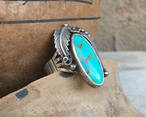 Vintage Traditional Navajo Turquoise Ring For Men Or Women Size 10 25