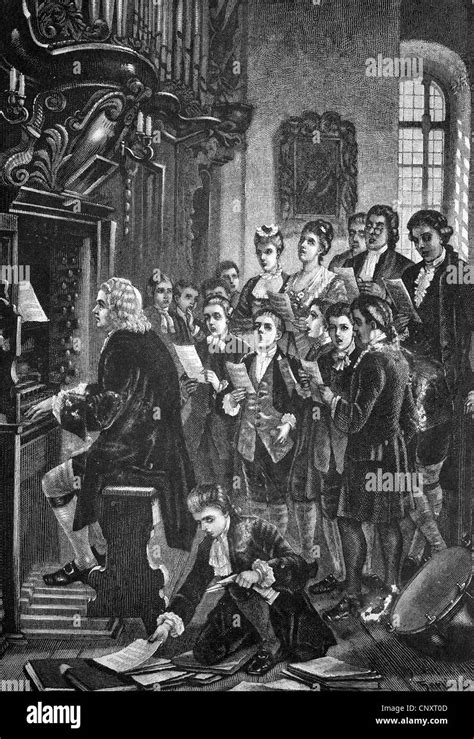 Johann Sebastian Bach Tocando Un órgano Durante Un Ensayo Del Coro