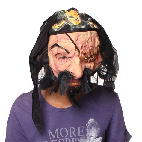 Hot Funny Ugly Cyclopia Pirate Full Face Mask Black Hair Plicated Face