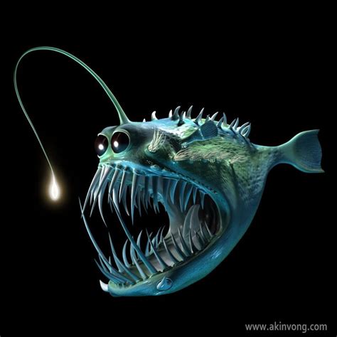 3d Angler Fish By Akin Vong Deep Sea Creatures Ocean Creatures Sea