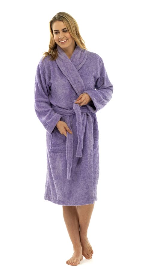 Womens Pure Cotton Luxury Towelling Bath Robes Dressing Gowns Size