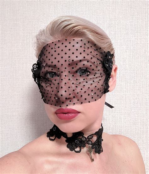 Black Crystal Veil Black Gothic Mask Etsy