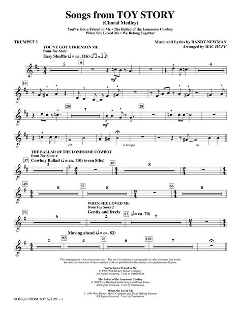 Songs From Toy Story Choral Medley Arr Mac Huff Trumpet 2 Sheet