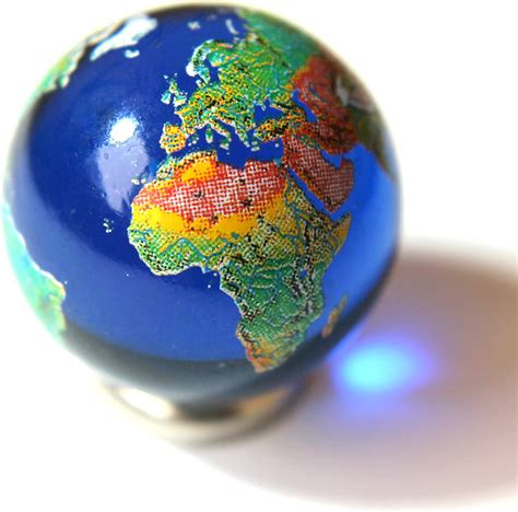 22mm 09 Detailed Solid Glass Earth Globe Marble And Stainless Steel