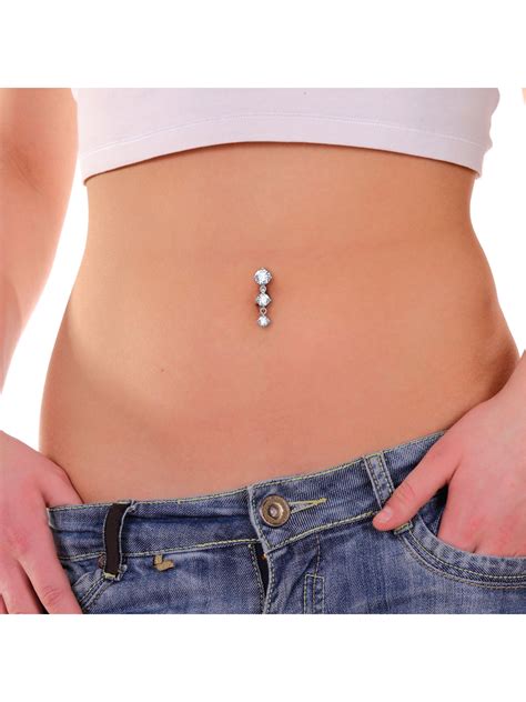 Bodyj4you 2pc Reverse Belly Button Ring Top Down Navel 14g Steel
