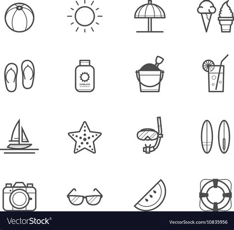 Summer Icons And Beach Icons Royalty Free Vector Image