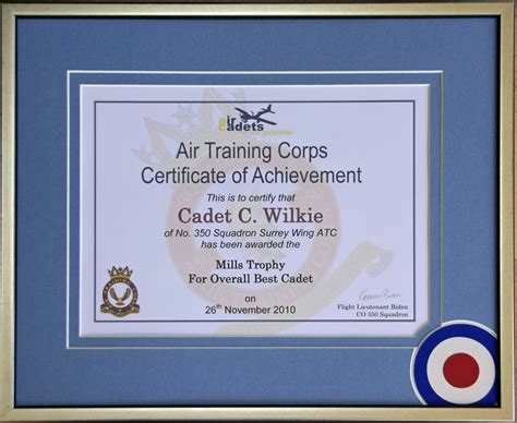 Raf Certificate Flight Lieutenant Wilkie Cadet