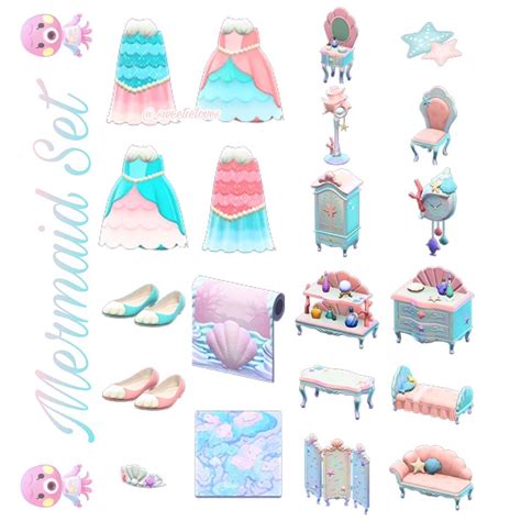 Instead, you'll need to collect every recipe and craft the items yourself. Mermaid Set ACNH in 2020 | Animal crossing, Animal ...