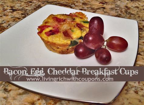 Bacon Egg Cheddar Breakfast Cups Recipe Living Rich With Coupons