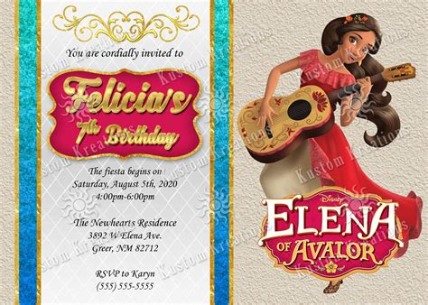Elena of Avalor Birthday Invitations | 2nd birthday invitations, Birthday invitations, Invitations