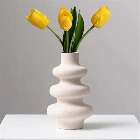 Ceramic Vase Off White Round Vase Modern Dried Flower Vase Pampas Flower Vase 38 81 Picclick