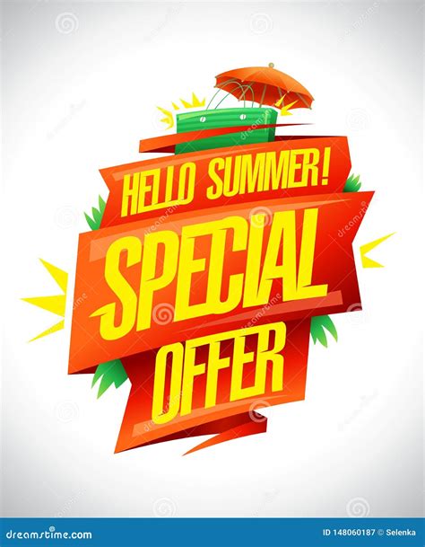 Hello Summer Special Offer Poster Design Stock Vector Illustration
