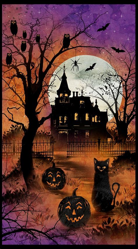 frightful night 24 x 43 halloween panel 20501 896 etsy in 2022 halloween haunted houses